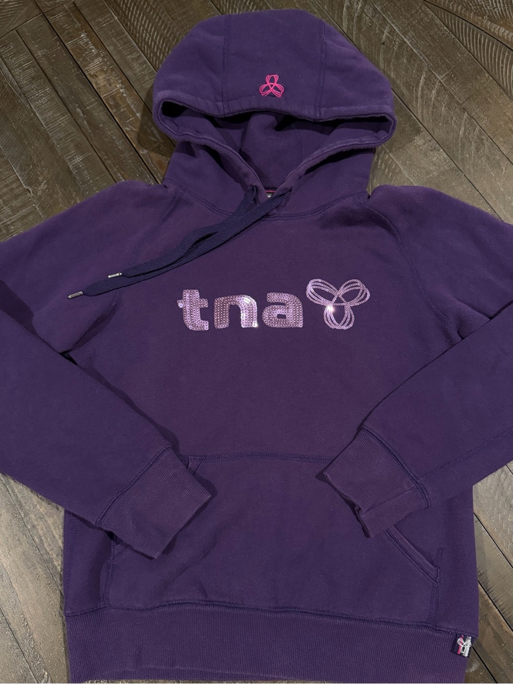 Y2K TNA Aritzia Purple Sequin Logo Hoodie Women’s M